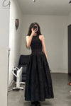 mame kurogouchi knitted traditional pattern and jacquard dress MM22SS DR029 black